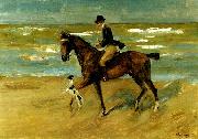 Max Liebermann ryttare vid havsstranden France oil painting artist